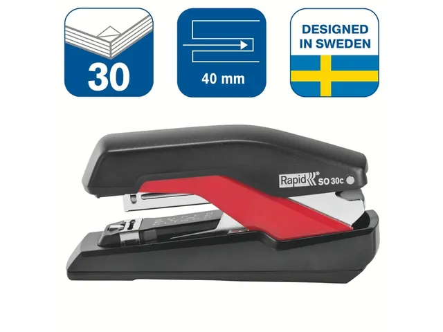 Nietmachine Rapid SO30c Halfstrip 30vel 24/6 zwart/rood