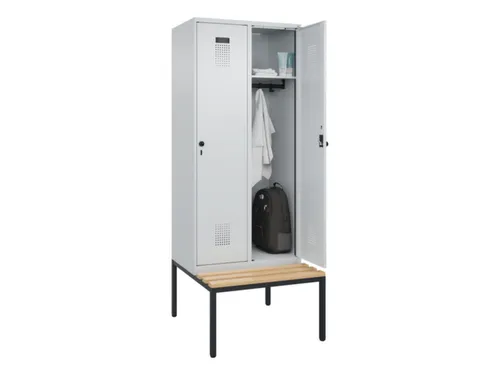 locker met bank,HxBxD 2120x800x815mm,2vak,vak B 400mm,draaigrendel