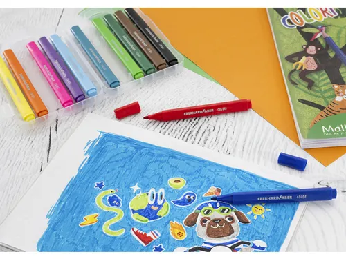 Viltstiften Eberhard Faber Jumbo 2mm 12 kleuren in kunststof etui