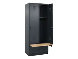 locker met bank,HxBxD 1950x800x815mm,2vak,vak B 400mm,draaigrendel