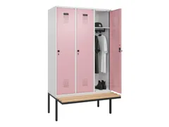 locker met bank,HxBxD 2120x1200x815mm,3vak,vak B 400mm,draaigrendel