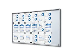 Vergrendelbaar notitiebord Indoor Slim 21xA4 met Schuifdeuren Zilver