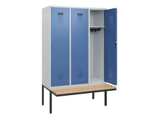 locker met bank,HxBxD 1950x1200x815mm,3vak,vak B 400mm,cilinderslot - 1