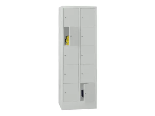 lockerkast,HxBxD 1850x600x500mm,2x5vakken,RAL7035,front RAL7035