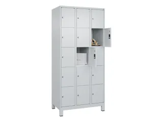 lockerkast,HxBxD 1950x900x500mm,3x5vakken,vak B 300mm,cil.-slot,voeten - 1