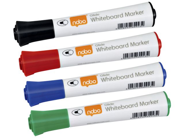 Viltstift Nobo Whiteboard Glide Rond Assorti 3mm Blister à 4st