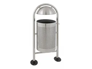 Ronde buitenafvalbak met regendak 27 Liter RVS - 1