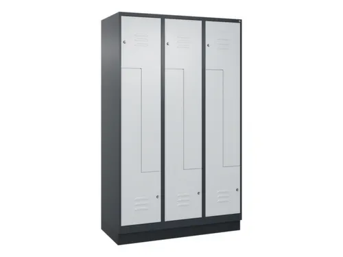 Z-garderobekast,HxBxD 1950x1200x500mm,vak B 200/400mm,cil.-slot,sokkel