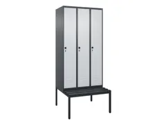 locker met bank,HxBxD 2120x900x815mm,3vak,vak B 300mm,draaigrendel