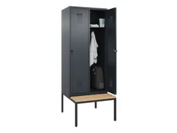 locker met bank,HxBxD 2120x800x815mm,2vak,vak B 400mm,draaigrendel