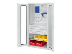 werkplaatskast,HxBxD 1950x1000x600mm,2xStalen bodem,4lade(n),RAL5010