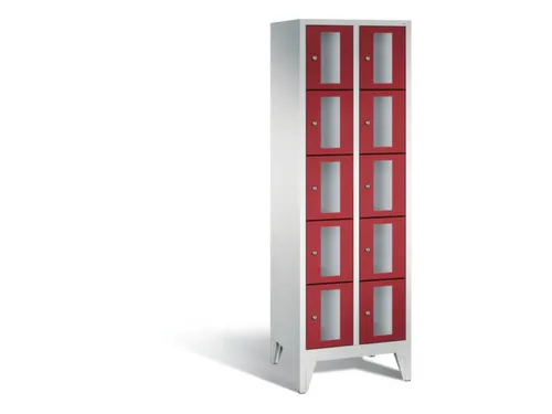 Lockerkast 1850x610x500mm 2x5 vakken Cilinderslot Poten, RAL3003