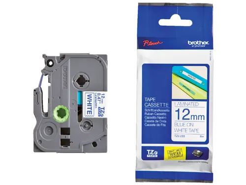 Labeltape Brother P-touch TZe-233 standaard 12mm blauw op wit
