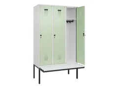 locker met bank,HxBxD 2120x1200x815mm,3vak,vak B 400mm,draaigrendel