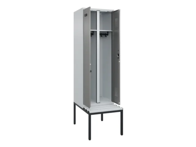 locker met bank,voor scheiding van kleding,HxBxD 2120x600x815mm,2vak