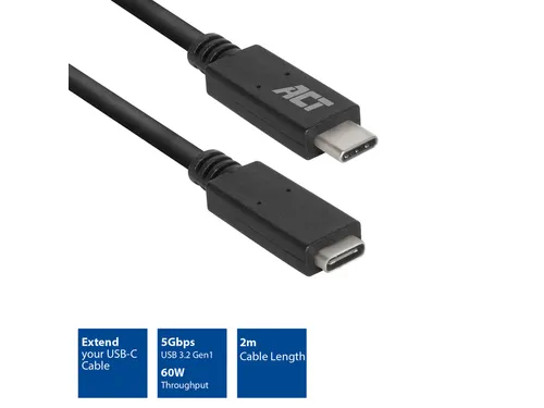 Kabel ACT USB 3.0 to USB-C verlengkabel 2m
