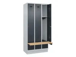 locker met bank,HxBxD 1950x900x815mm,3vak,vak B 300mm,cilinderslot
