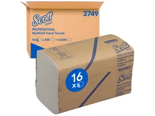Handdoek Scott m-vouw 1laags 20.3x24cm wit 16x250stuks 3749 - 2