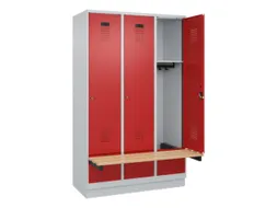 locker met bank,HxBxD 1950x1200x815mm,3vak,vak B 400mm,cilinderslot
