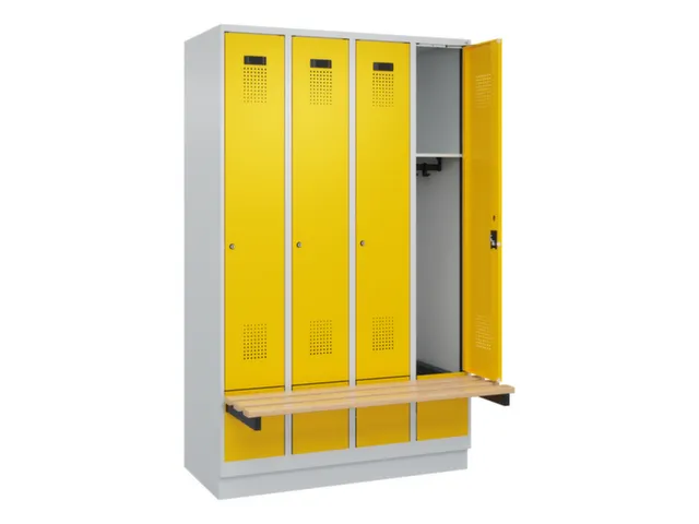 locker met bank,HxBxD 1950x1200x815mm,4vak,vak B 300mm,cilinderslot