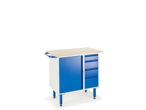 Werkbank,Multiplexblad,Draagverm. 400Kg,4Voeten,Uitrusting: 4Laden