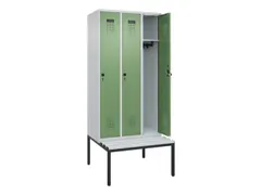 locker met bank,HxBxD 2120x900x815mm,3vak,vak B 300mm,draaigrendel