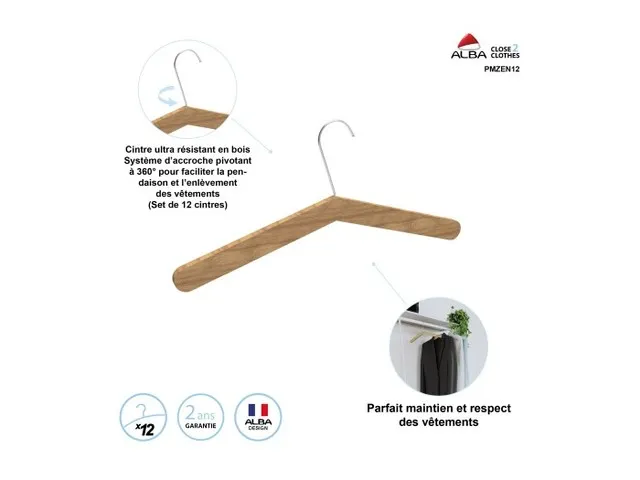 PMZEN12 houten kledinghangers 12 stuks