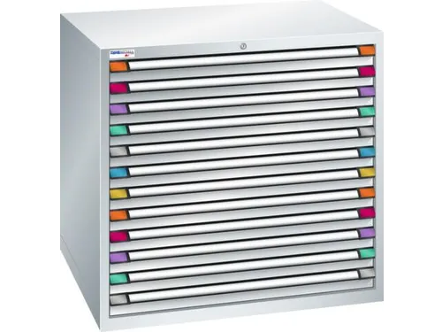 ladekast HxBxD 1000x1005x695mm 12laden RAL7035 front RAL7035