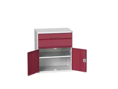 ladekast HxBxD 900x800x550mm 2laden 2deuren RAL7035 front RAL3004