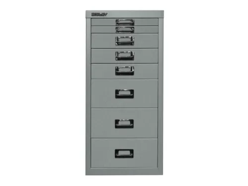 kantoor-ladekast HxBxD 590x279x380mm 8 laden romp zilverkleurig staal
