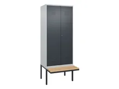 PBM-locker met bank,HxBxD 2120x800x815mm,2vak,vak B 400mm,cil.-slot