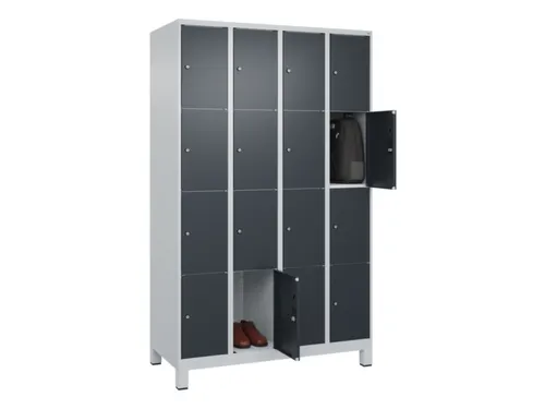 lockerkast,HxBxD 1950x1200x500mm,4x4vakken,vak B 300mm,cil.-slot