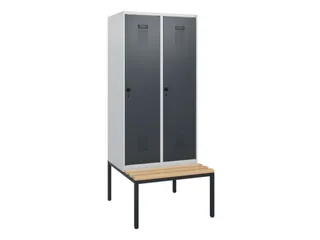 locker met bank,HxBxD 1950x800x815mm,2vak,vak B 400mm,draaigrendel - 2
