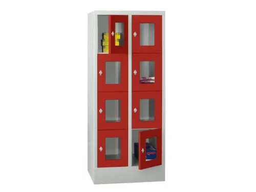 lockerkast,HxBxD 1518x600x500mm,2x4vakken,RAL7035,front RAL3000