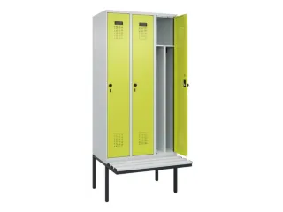 locker met bank,voor scheiding van kleding,HxBxD 2120x900x815mm,3vak - 1