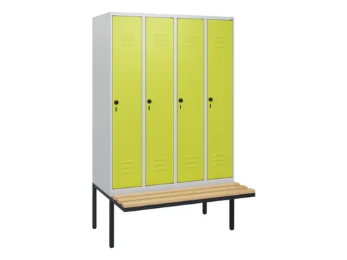 locker met bank,HxBxD 1950x1200x815mm,4vak,vak B 300mm,draaigrendel