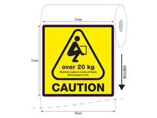 DHL Waarschuwingsetiket Tillen 20KG 75x75mm Rol 500 Stuks - 3