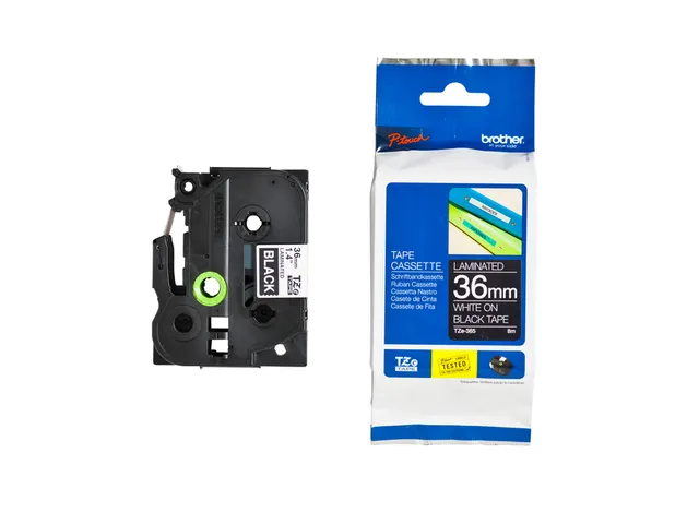 Labeltape Brother P-touch TZe-365 standaard 36mm wit op zwart