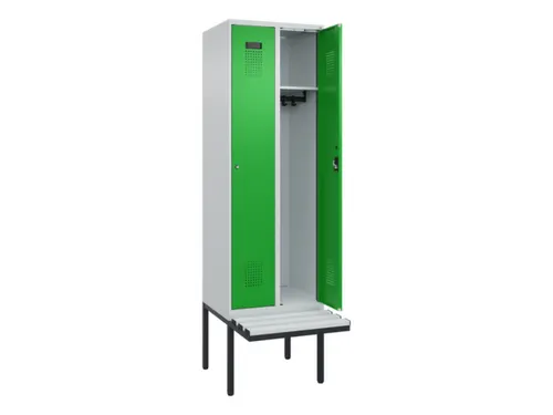 locker met bank,HxBxD 2120x600x815mm,2vak,vak B 300mm,cilinderslot