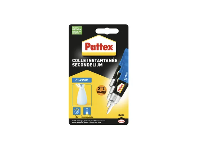 Secondelijm Pattex classic 3 gram blister 2+1 gratis