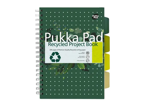 Projectboek Pukka Pad Recycled B5 lijn 4-tabs 200 pagina's 80gr groen