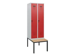 locker met bank,HxBxD 1950x600x815mm,2vak,vak B 300mm,draaigrendel - 2