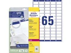 laseretiket Avery 38,1x21,2mm wit 25 vel 65 etiketten per vel