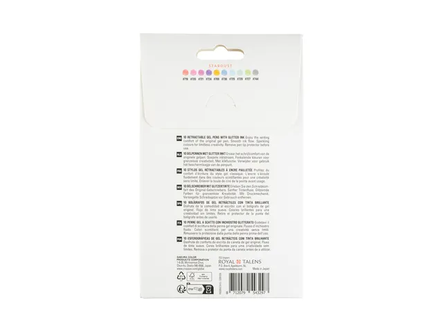Stylo gel Sakura Gelly Roll Stardust 08 rétractable set 10 couleurs