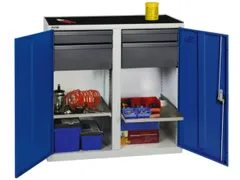 Gereedschapskast 1000x1000x500mm 2legborden 4laden Ral7035 Ral5010