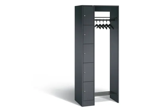 locker met kapstok,HxBxD 1950x740x480mm,romp RAL7021,front RAL7021