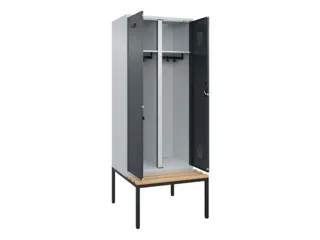 locker met bank,voor scheiding van kleding,HxBxD 2120x800x815mm,2vak - 1