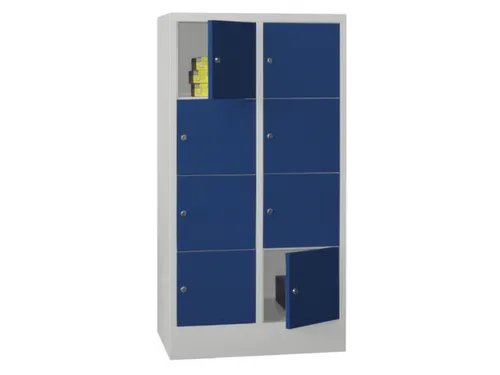 lockerkast,HxBxD 1518x800x500mm,2x4vakken,RAL7035,front RAL5010