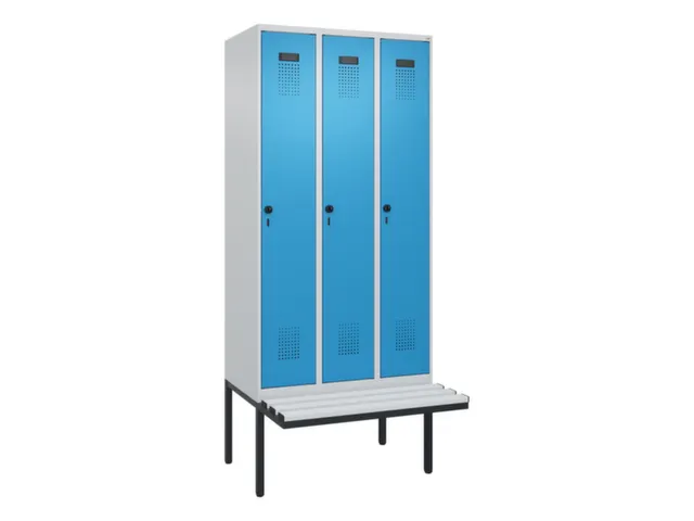 locker met bank,voor scheiding van kleding,HxBxD 2120x900x815mm,3vak