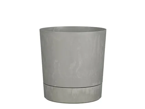 Plantenpot Mica Coco met schotel rond grijs 23.5 x 22.5 cm